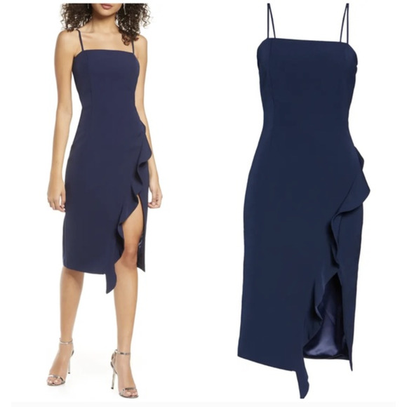 Bardot Carmelle Midi Dress in Navy Size 4 NWOT - Picture 1 of 9